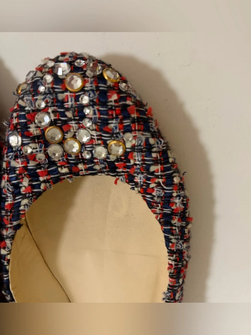 CHANEL Tweed Crystal Embellished Ballet Flats – Made in Italy – Size 37